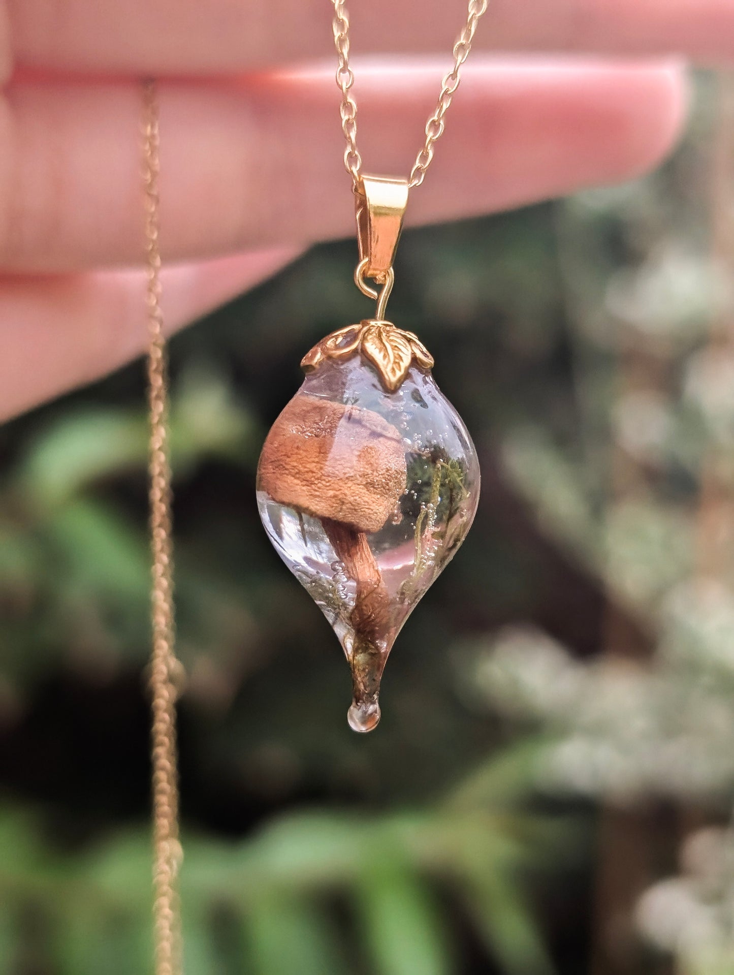 Enchanted Mushroom Droplet Necklace