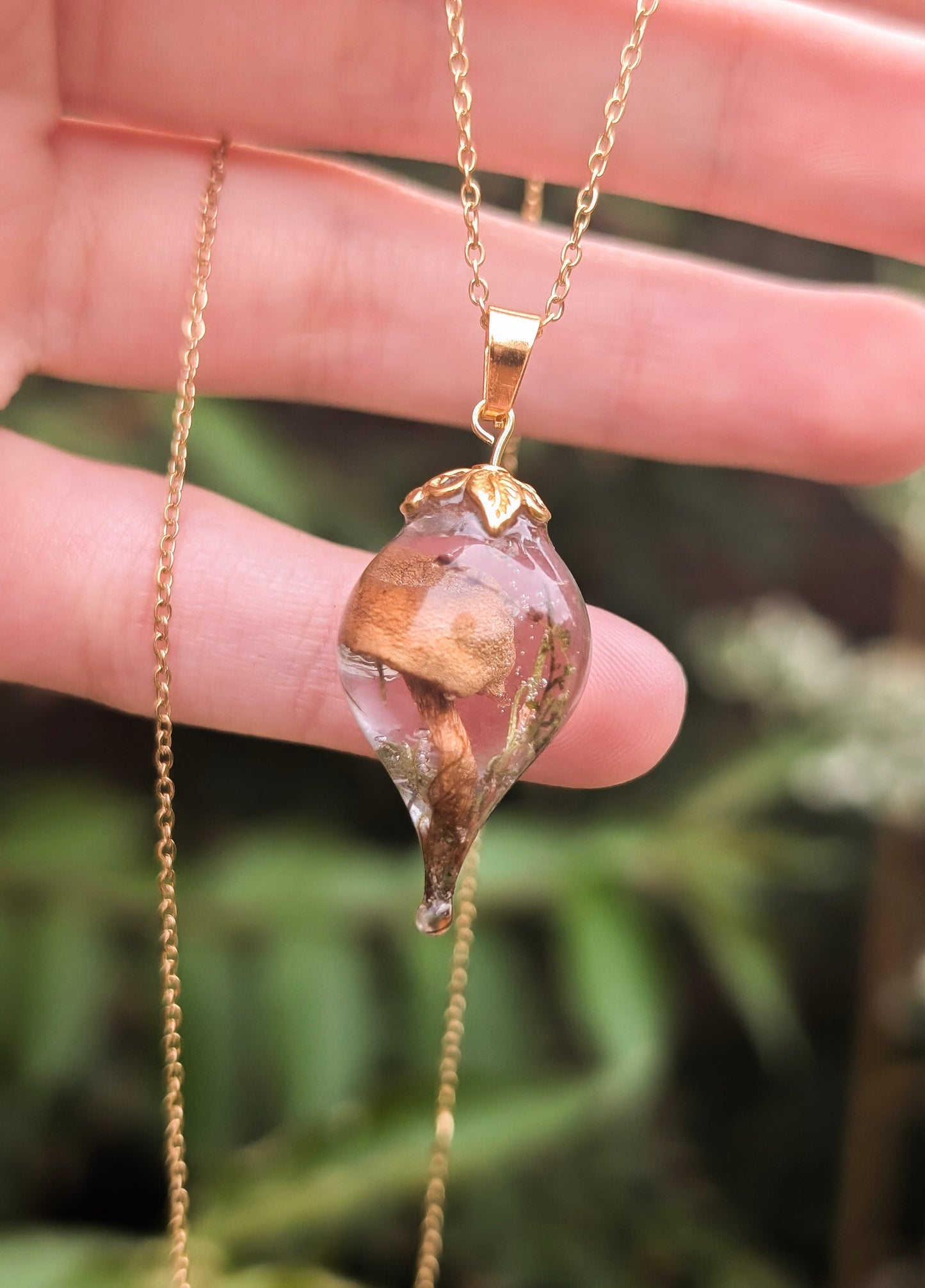 Enchanted Mushroom Droplet Necklace