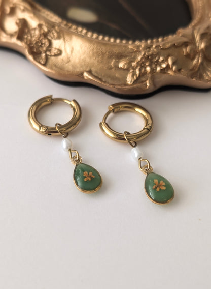 Vintage Garden  | Gold Plated Stainless Steel Hoop Earrings
