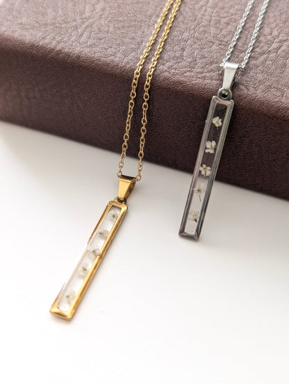 Tiny Delicate Wildflowers | Stainless Steel Necklace
