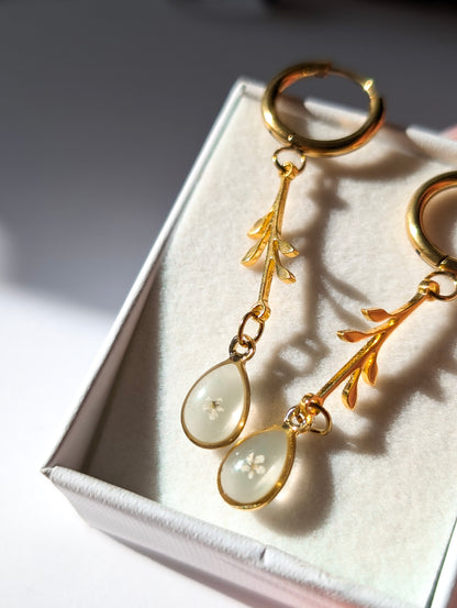 Garden Veil Dangles | Stainless Steel Hoop Earrings