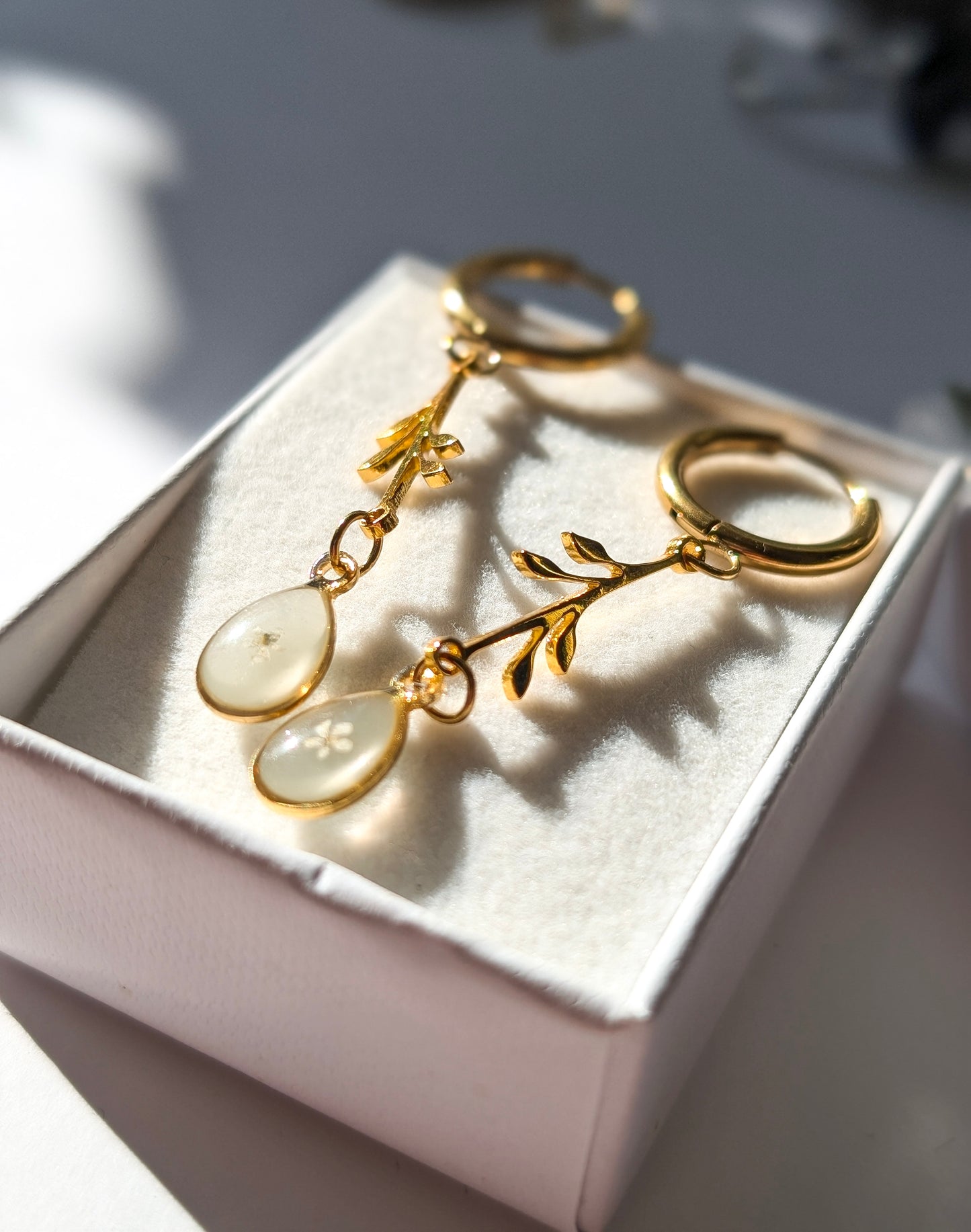 Garden Veil Dangles | Stainless Steel Hoop Earrings