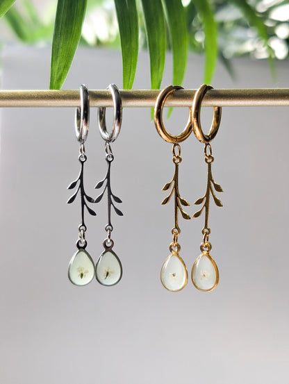 Garden Veil Dangles | Stainless Steel Hoop Earrings