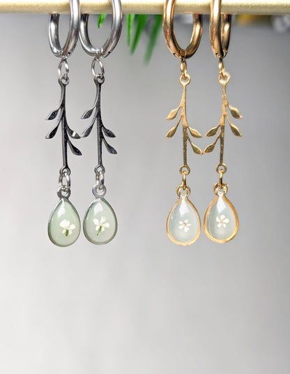 Garden Veil Dangles | Stainless Steel Hoop Earrings