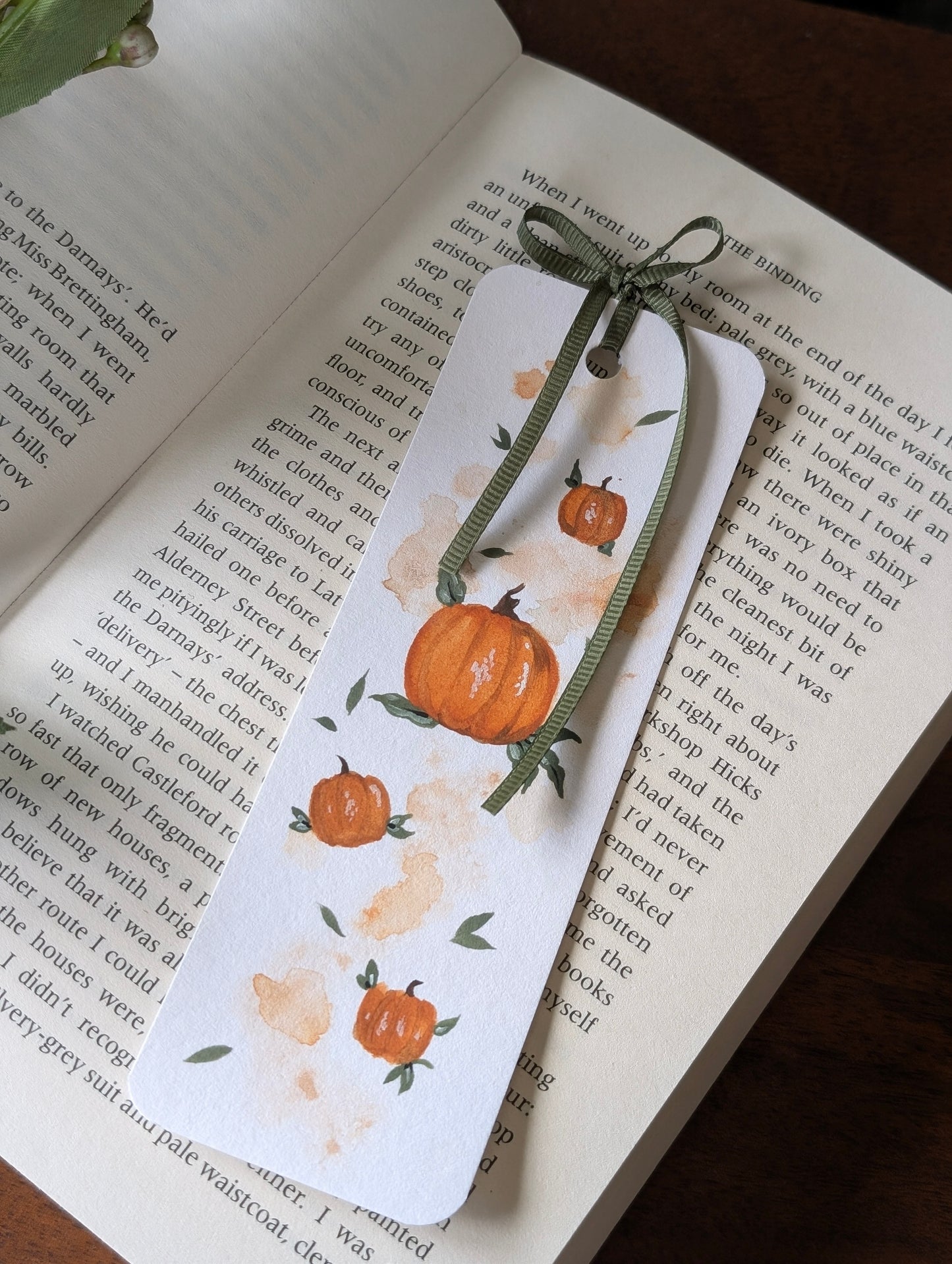 Hand Painted Pumpkin Bookmark with Bow Tassel
