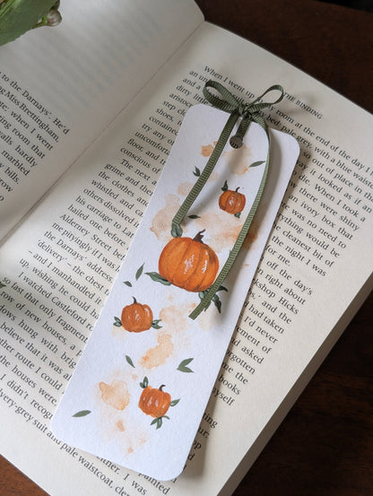 Hand Painted Pumpkin Bookmark with Bow Tassel
