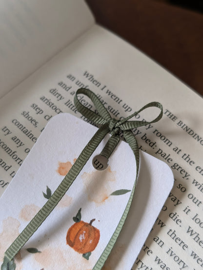 Hand Painted Pumpkin Bookmark with Bow Tassel