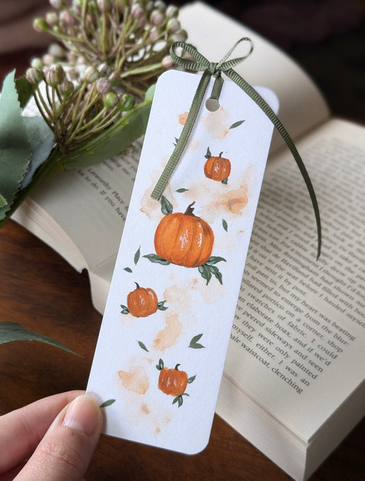 Hand Painted Pumpkin Bookmark with Bow Tassel