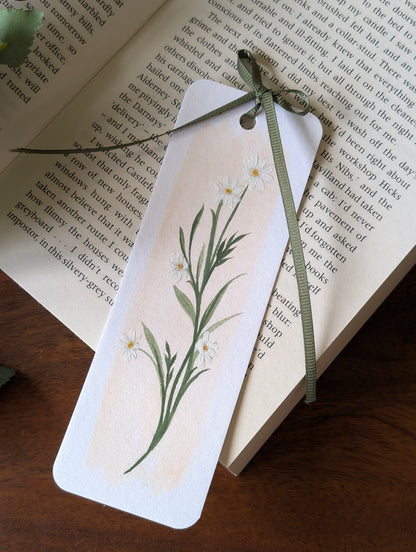 Hand Painted Daisy Bookmark with Bow Tassel