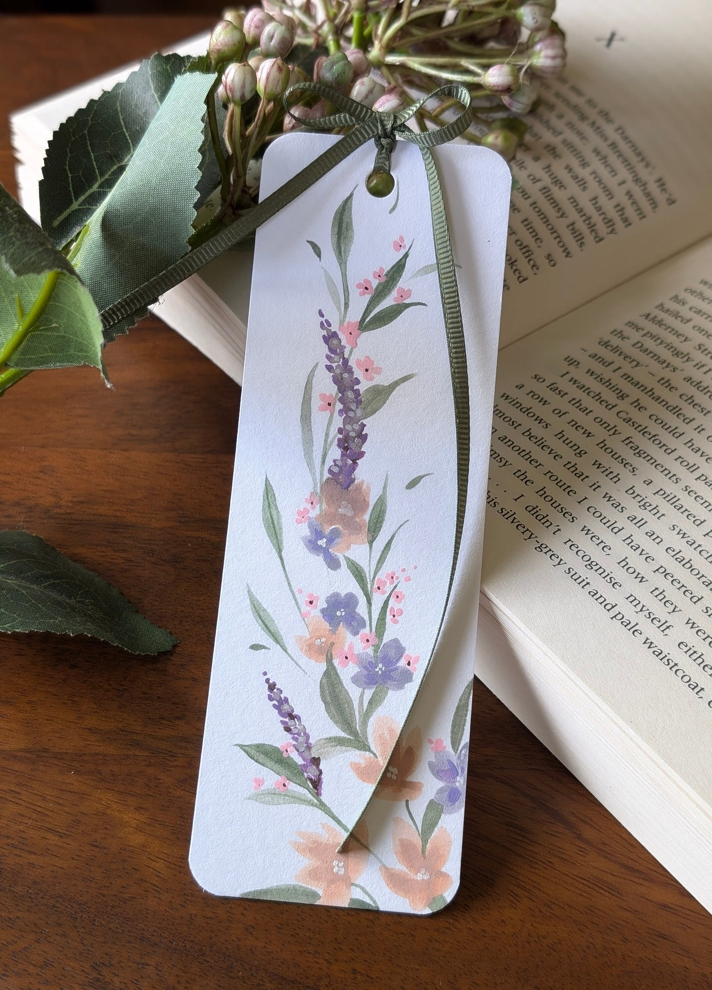 Hand Painted Lavender Bookmark with Bow Tassel