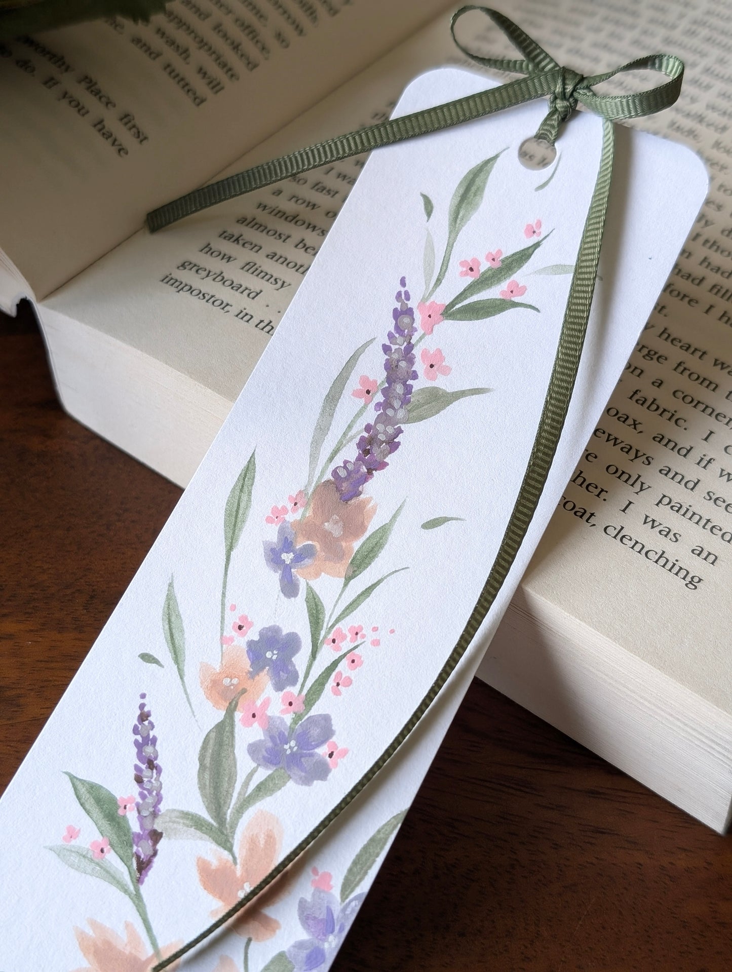 Hand Painted Lavender Bookmark with Bow Tassel