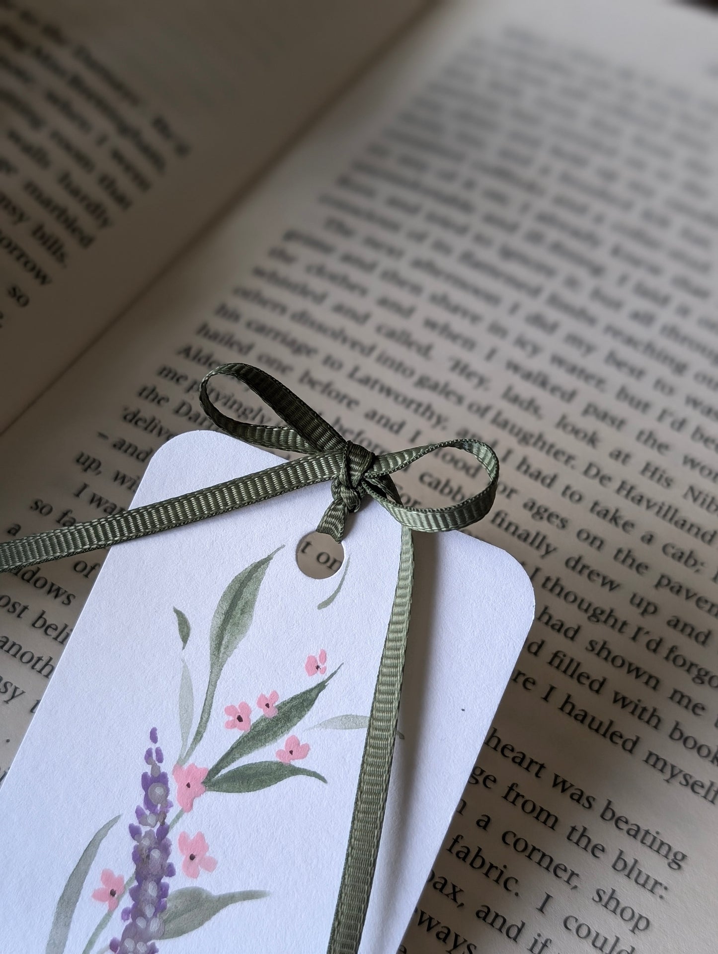 Hand Painted Lavender Bookmark with Bow Tassel