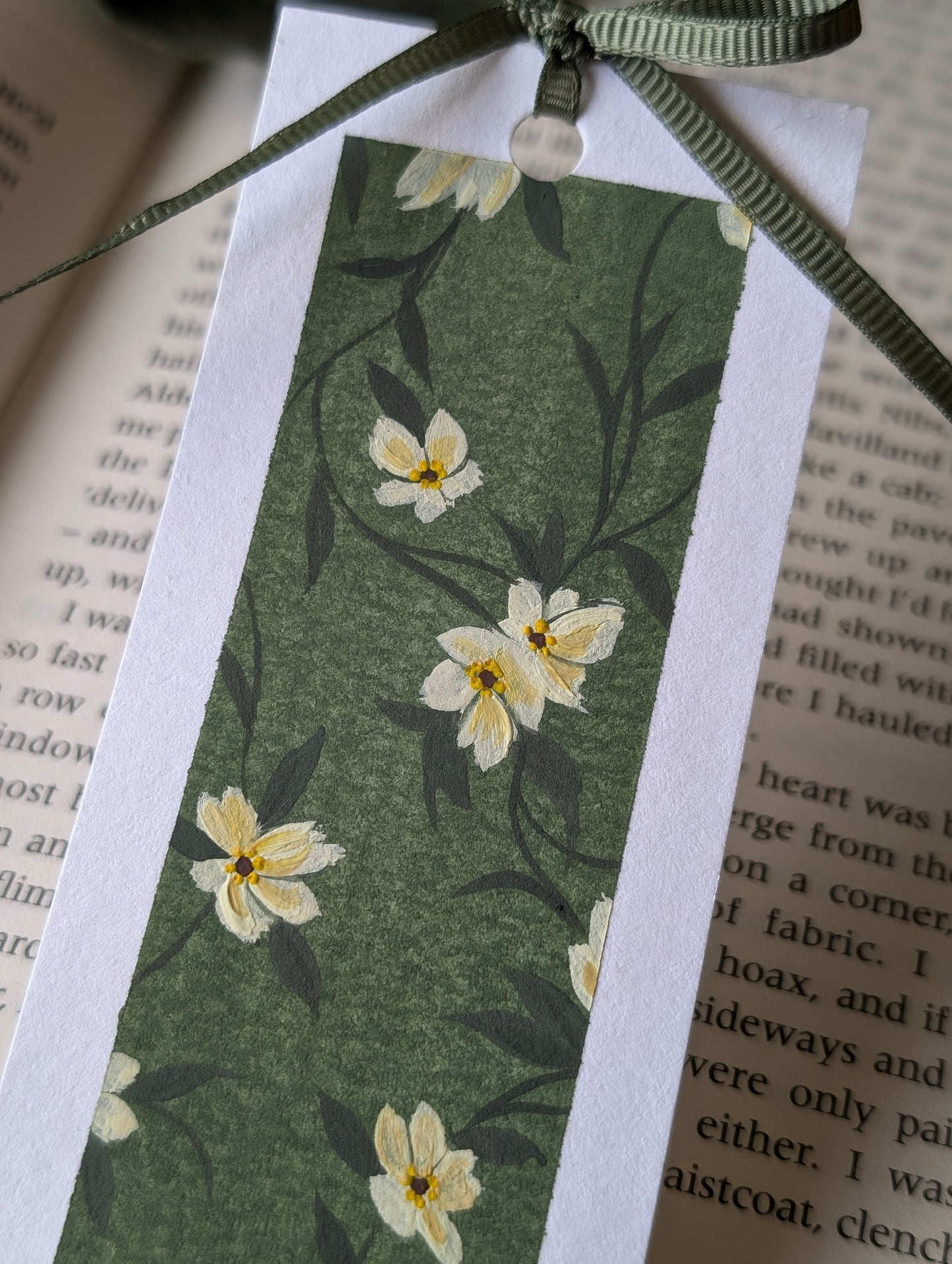Hand Painted Vintage Flora Bookmark with Bow Tassel