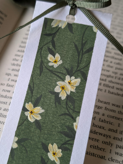 Hand Painted Vintage Flora Bookmark with Bow Tassel