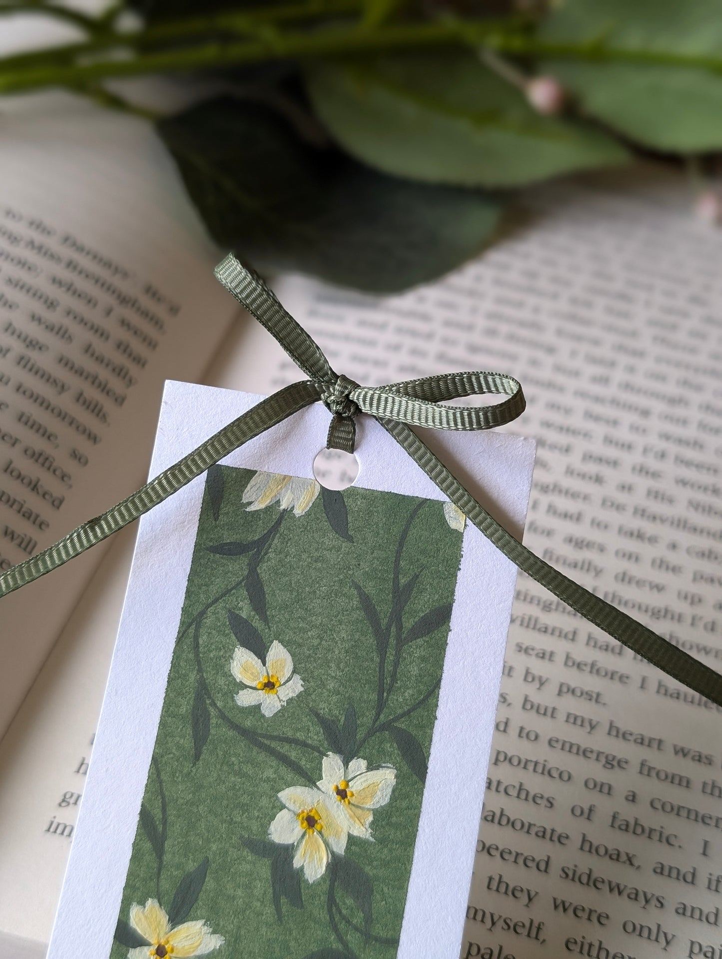 Hand Painted Vintage Flora Bookmark with Bow Tassel