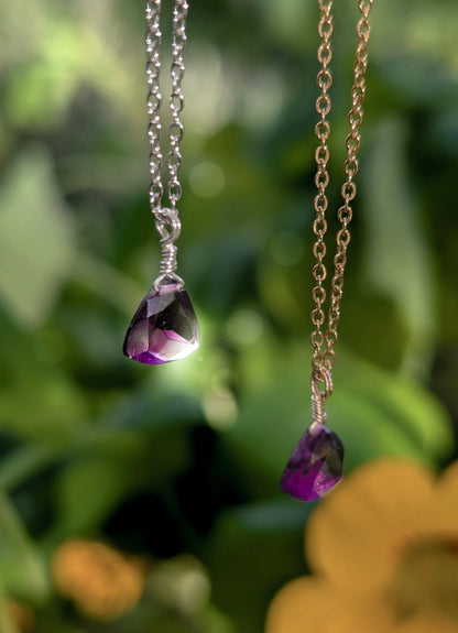 Winter Amethyst - Amethyst Necklace in Gold and Silver