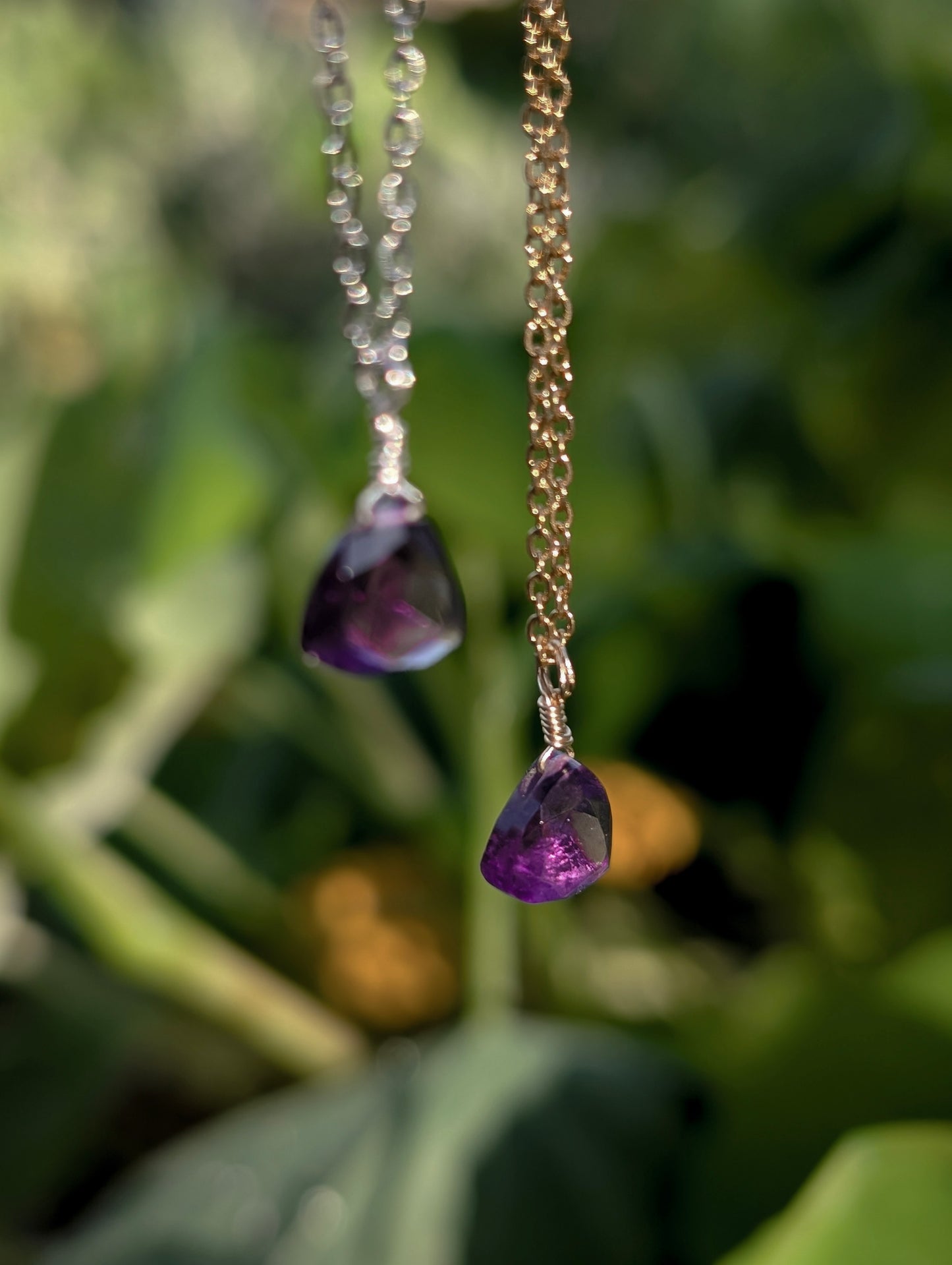 Winter Amethyst - Amethyst Necklace in Gold and Silver