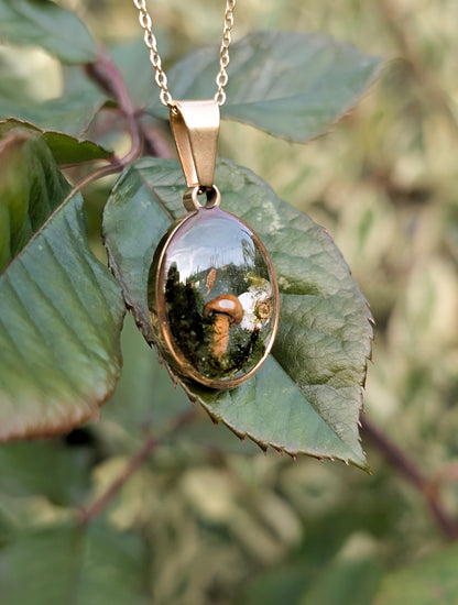 'The Toadstool’s Keep' - Real Mushroom & Botanical Necklace