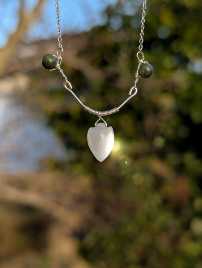 'Elven Moonlight' White Moonstone & Jade Necklace