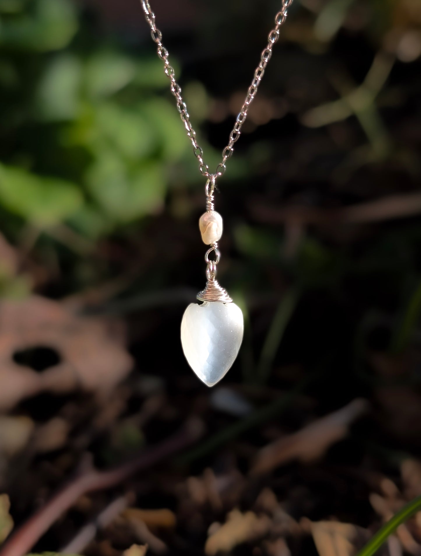 'Winter Moonlight' - White Moonstone Necklace in Gold & Silver
