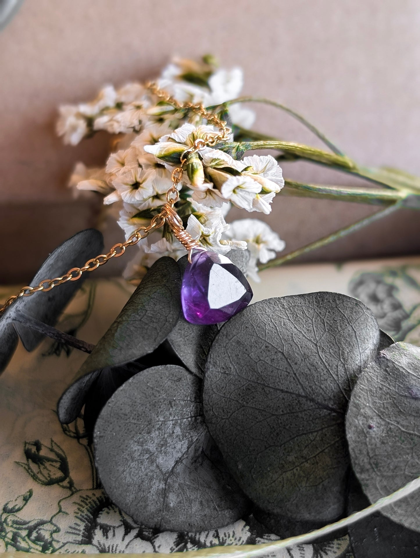 Winter Amethyst - Amethyst Necklace in Gold and Silver
