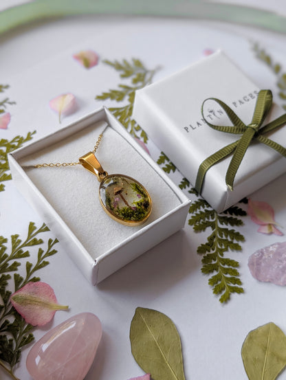 'Blush of the Woodland' - Real Mushroom Botanical Necklace