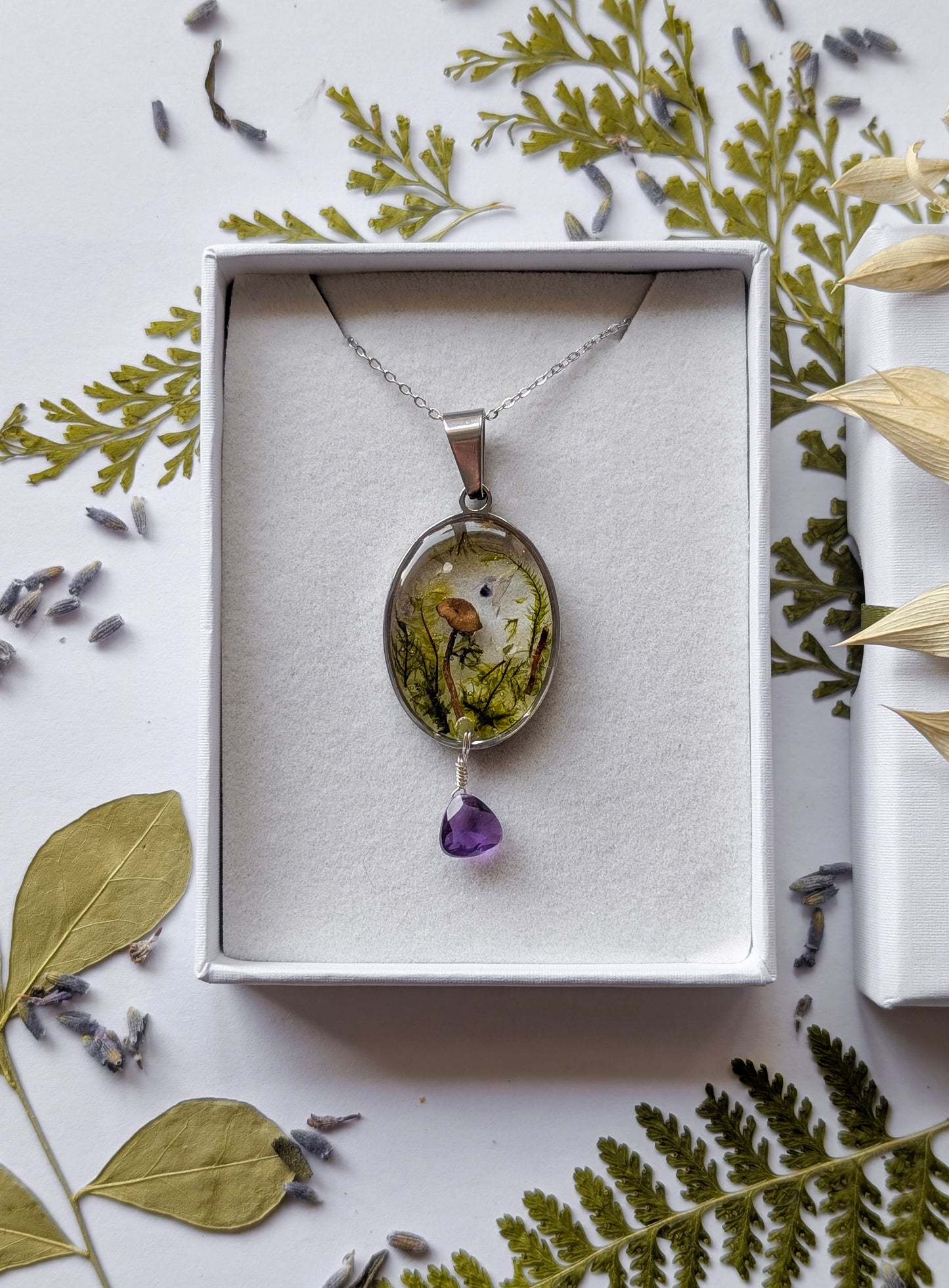 'The Amethyst's Grove' Real Mushroom & Botanicals Necklace