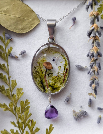 'The Amethyst's Grove' Real Mushroom & Botanicals Necklace