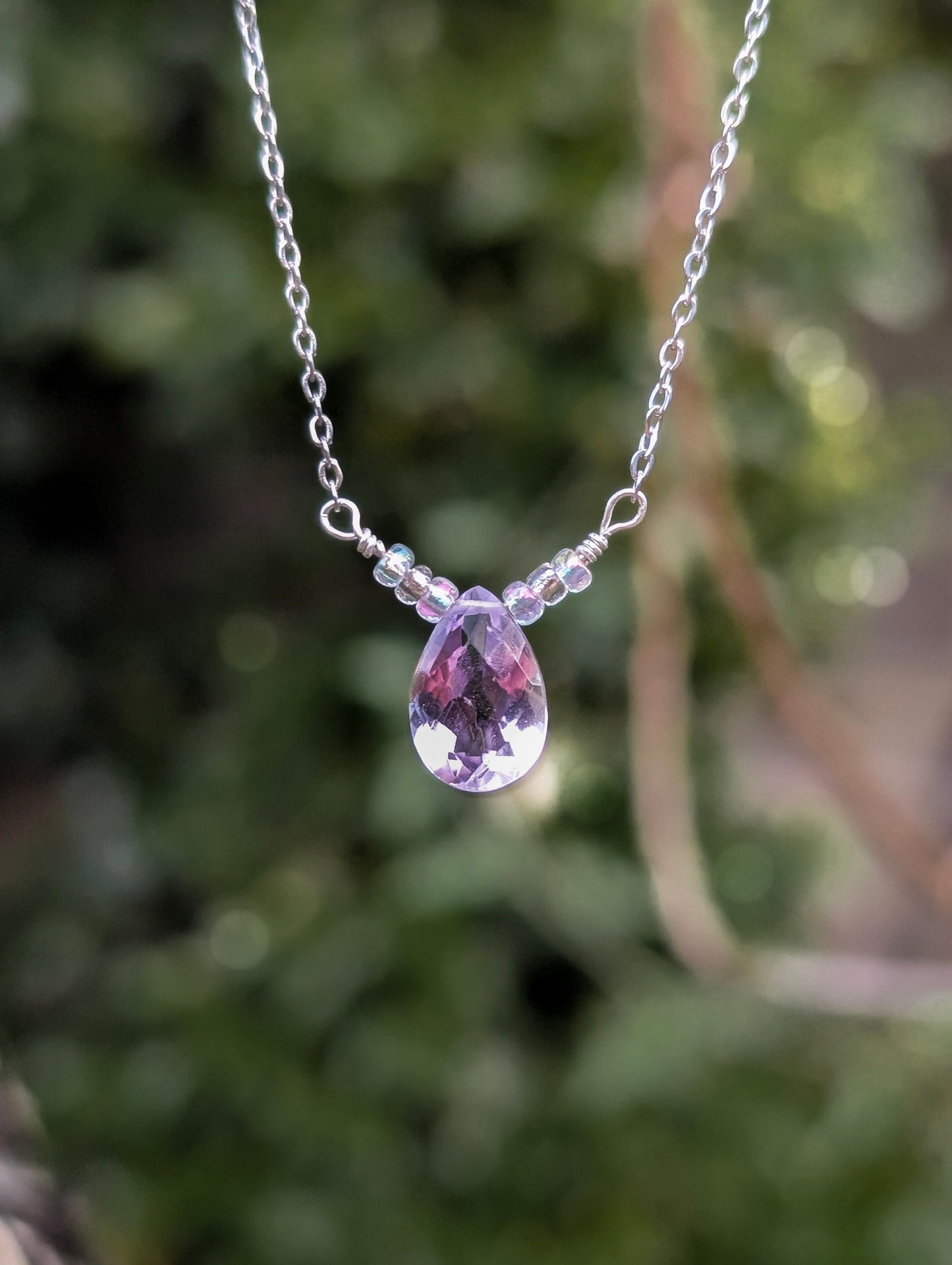 Blushed Dawnlight - Pink Amethyst Necklace in Gold & Silver