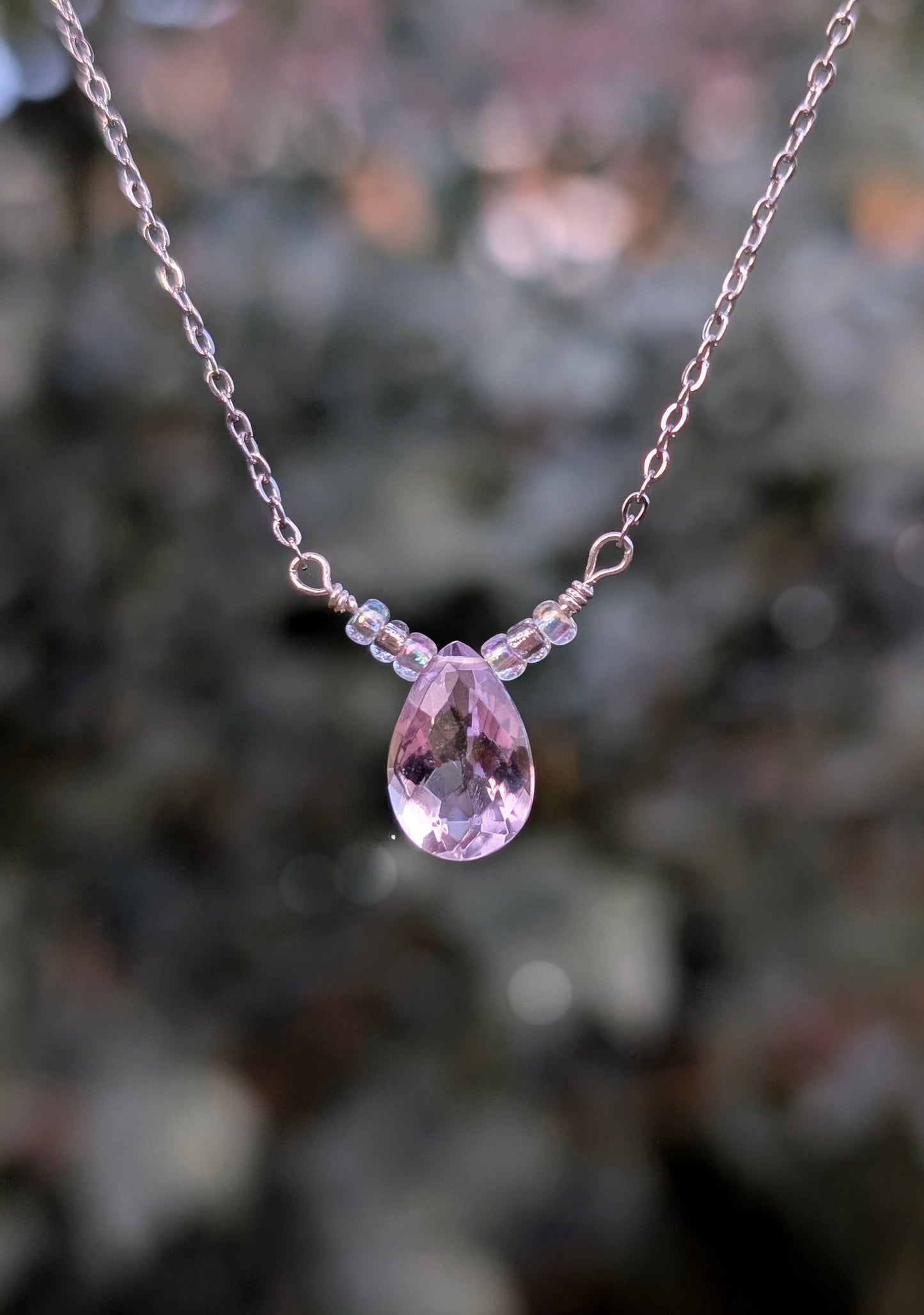 Blushed Dawnlight - Pink Amethyst Necklace in Gold & Silver