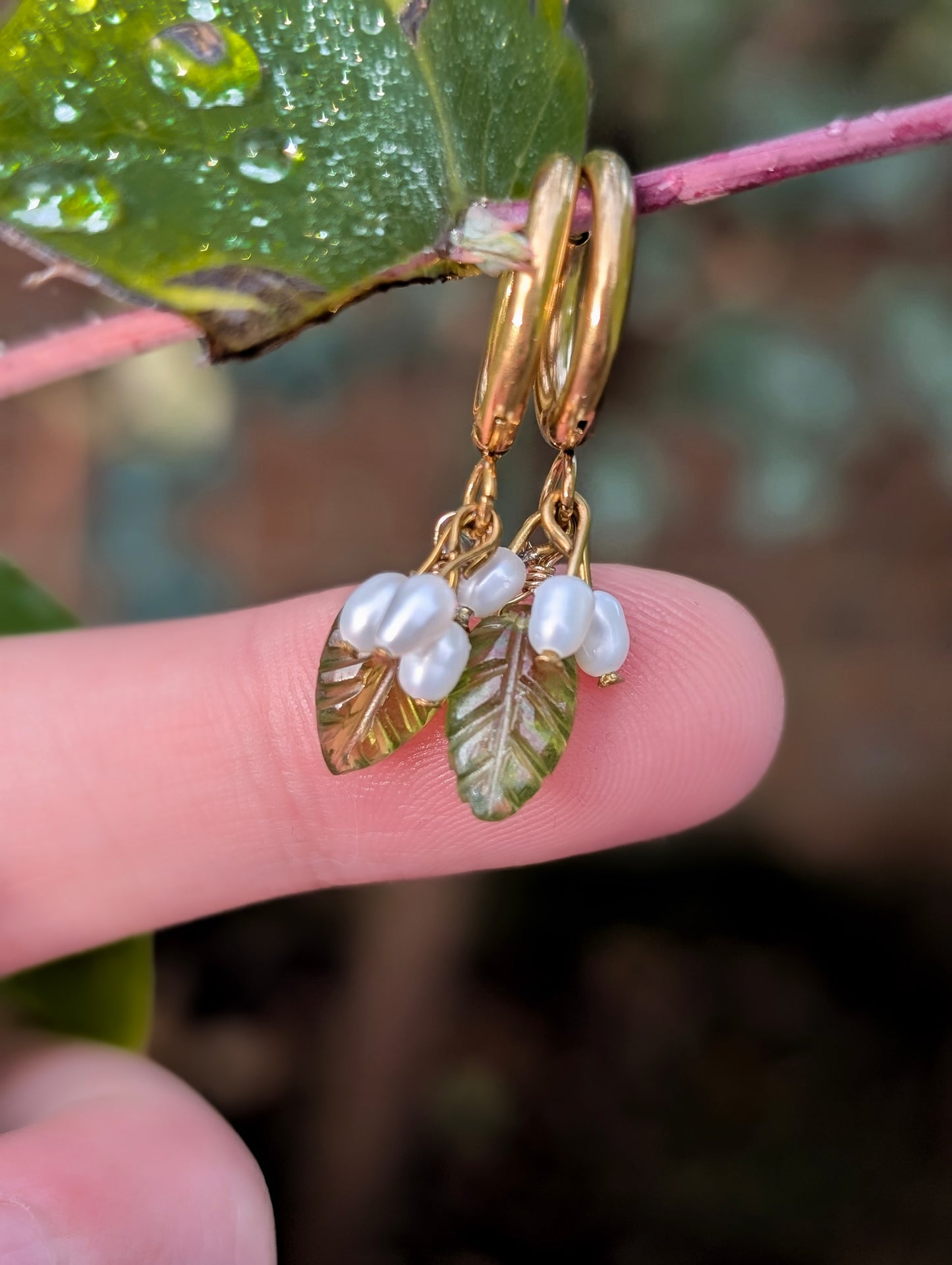 'Frosted Lily Bells' Vesuvianite Hoop Earrings in Gold and Silver