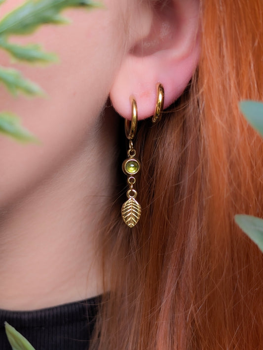 Peridot Garden | Gold Plated Stainless Steel Hoop Earrings
