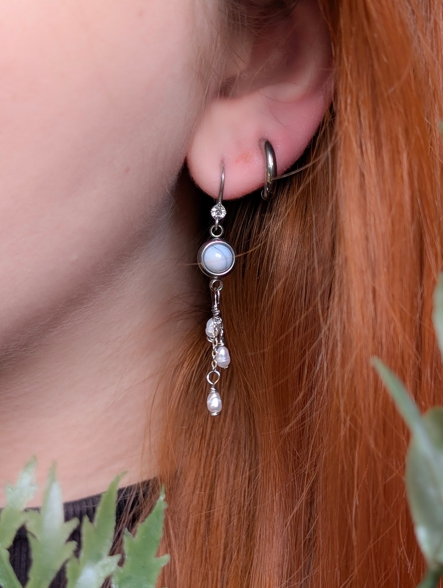 Blue Lace Agate | Stainless Steel Earrings