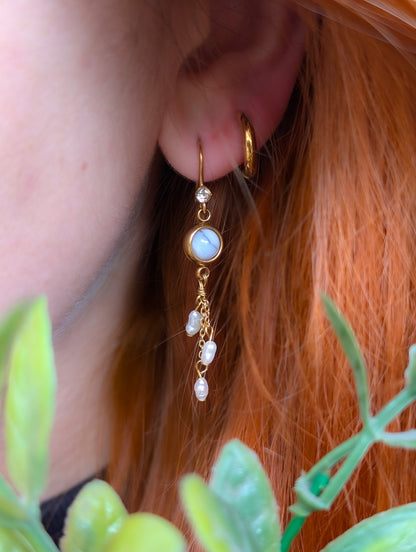Blue Lace Agate | Gold Plated Stainless Steel Earrings