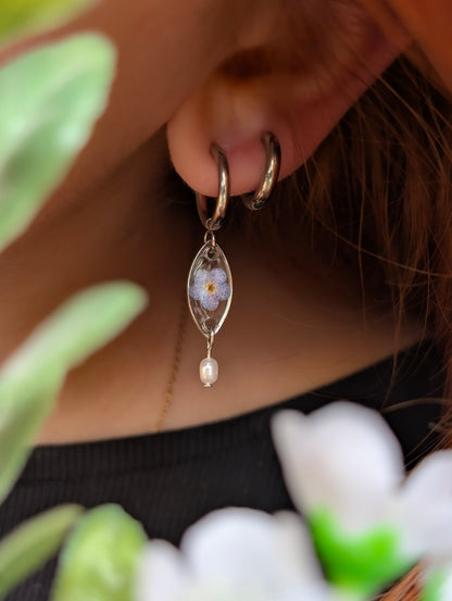 Forget Me Not & Pearl | Stainless Steel Earrings