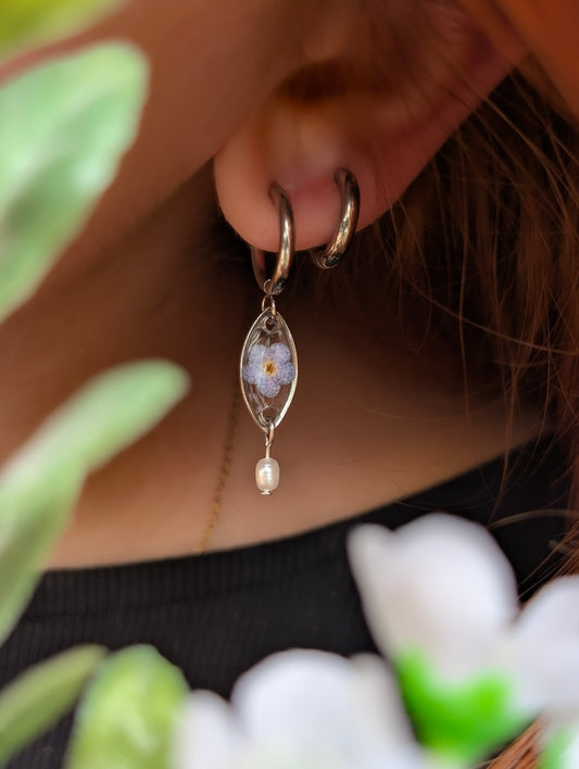 Forget Me Not & Pearl | Stainless Steel Earrings