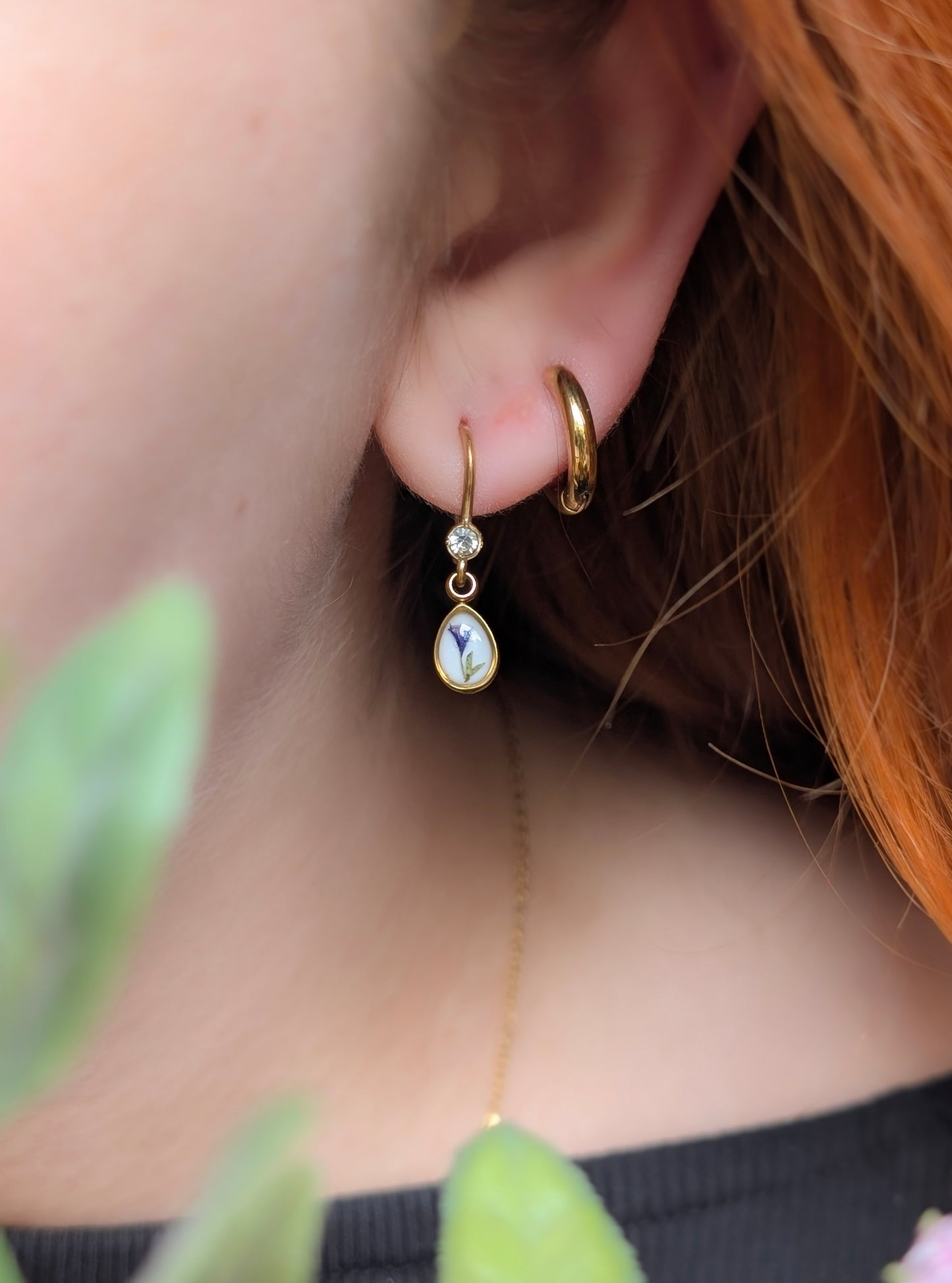 Purple Wildflower | Gold Plated Stainless Steel Hook Earrings