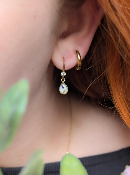 Purple Wildflower | Gold Plated Stainless Steel Hook Earrings