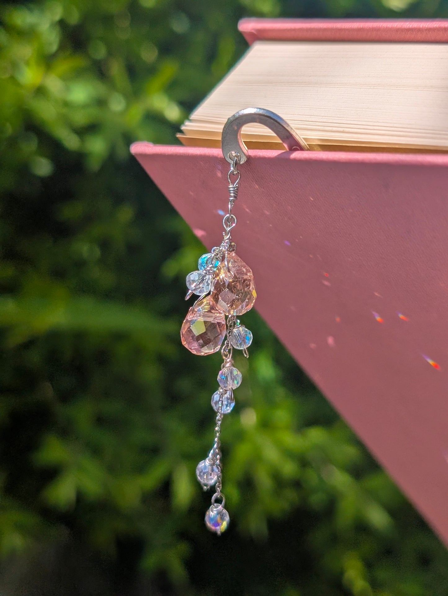 Pink & Silver Metal Charm Bookmark