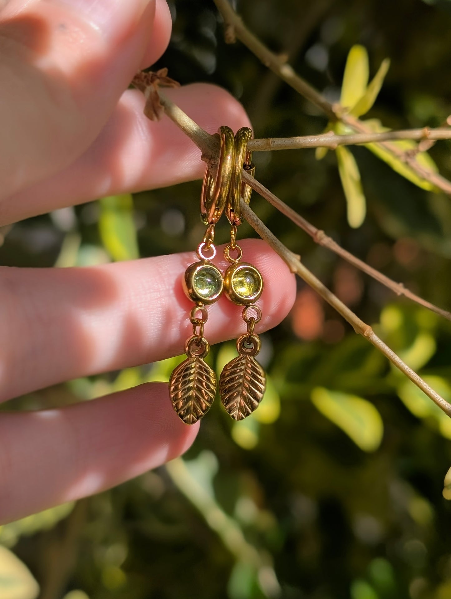 Peridot Garden | Gold Plated Stainless Steel Hoop Earrings