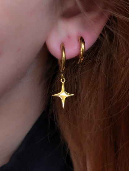 Gold Star Hoop Earrings