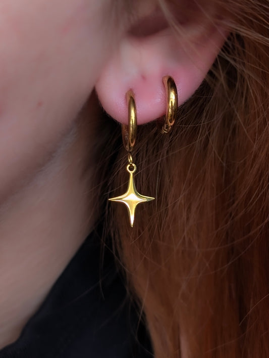 Gold Star Hoop Earrings