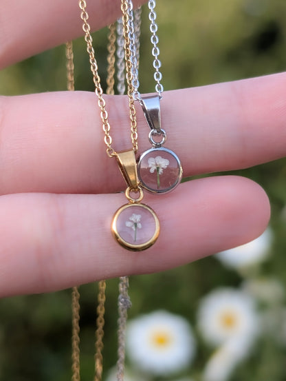 Tiny Delicate Wildflower Gold & Silver Necklace