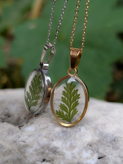 Oval Fern Leaf Gold & Silver Necklace