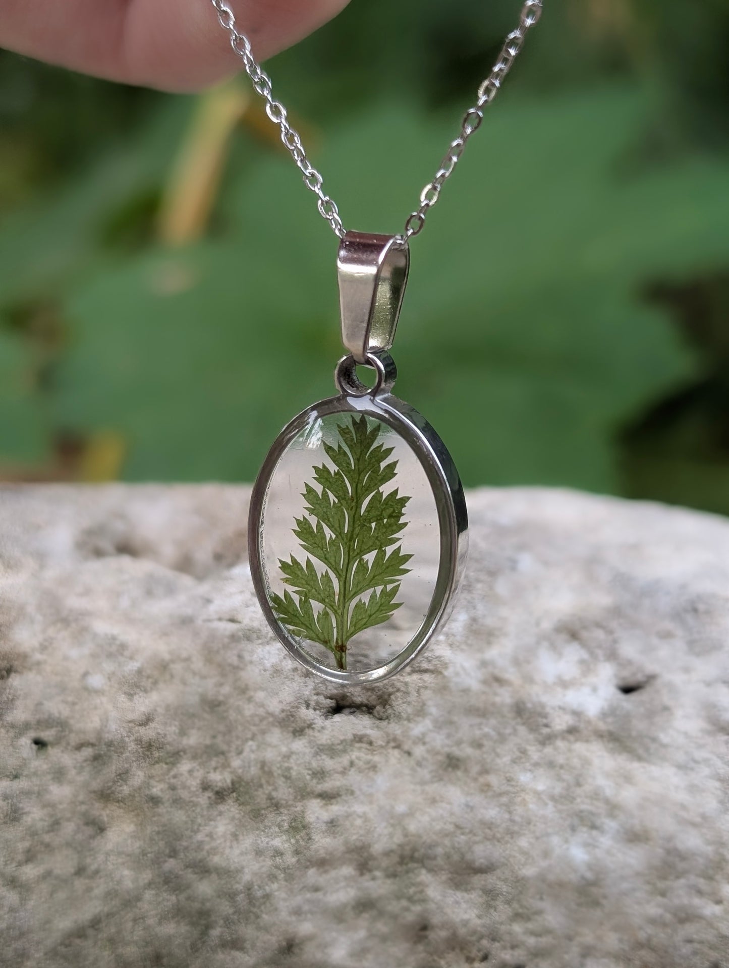 Oval Fern Leaf Gold & Silver Necklace