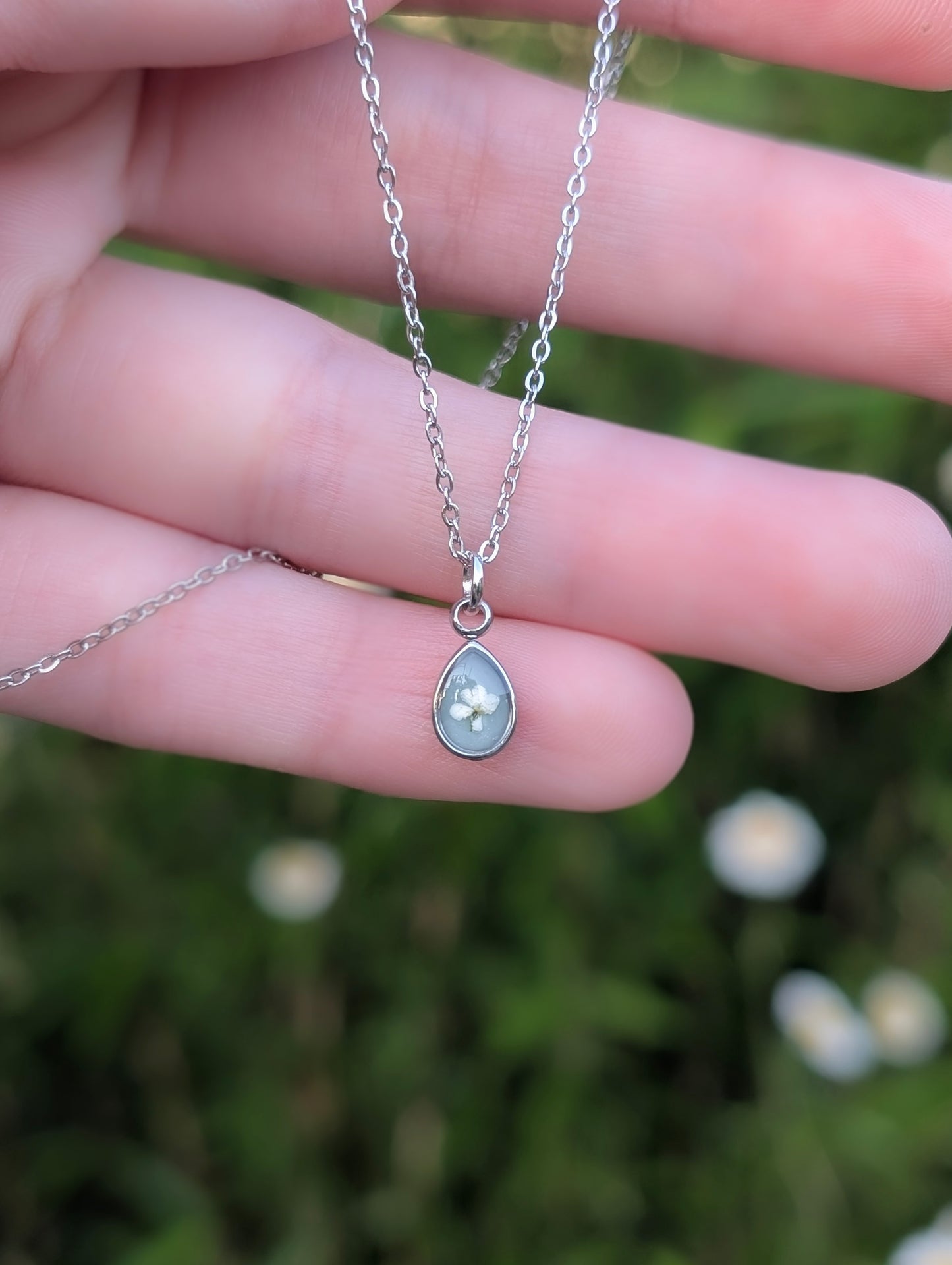 Sage Green Wildflower Gold & Silver Necklace