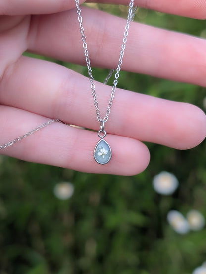 Sage Green Wildflower Gold & Silver Necklace