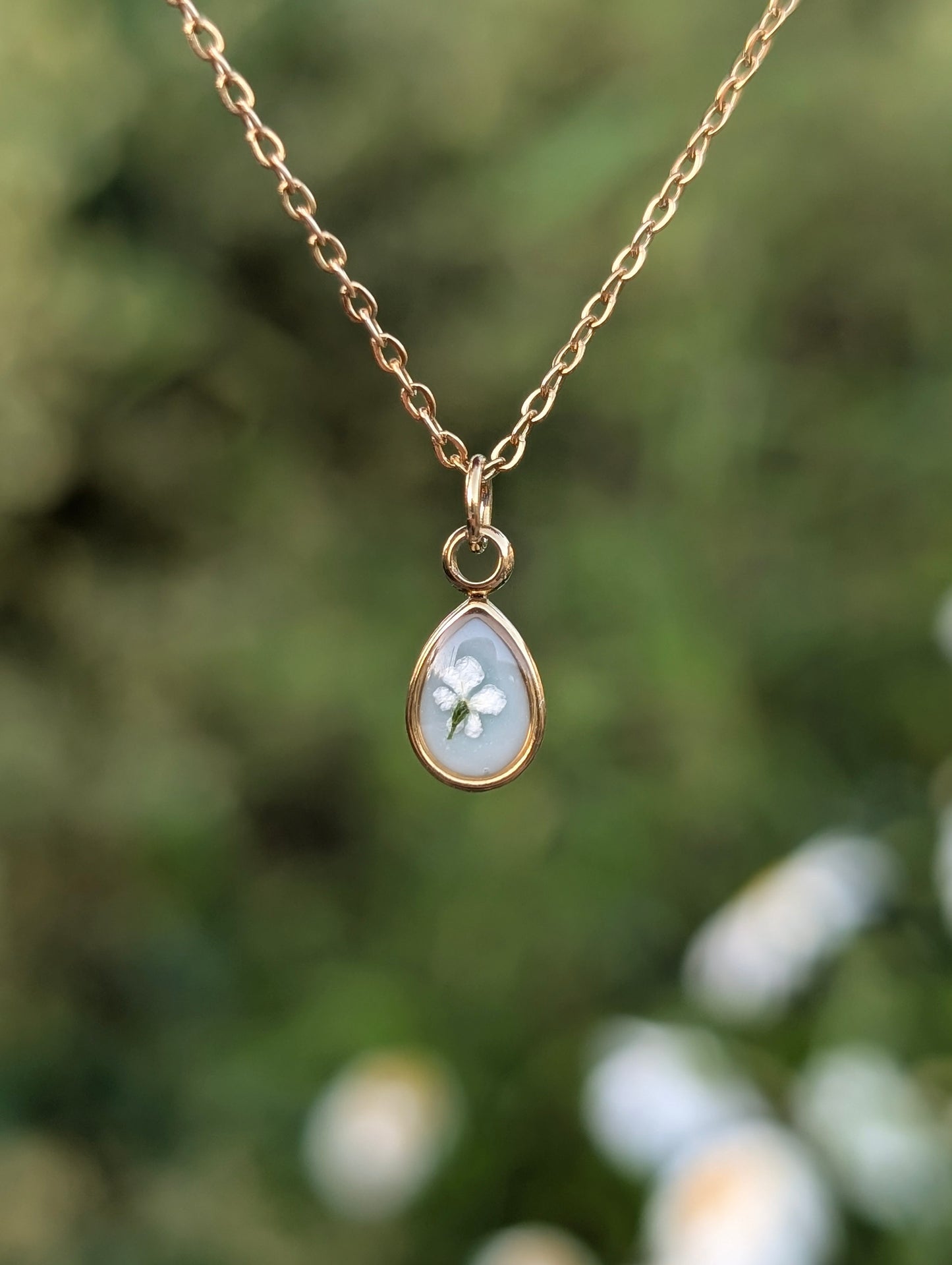 Sage Green Wildflower Gold & Silver Necklace
