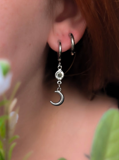 Celestial Moon | Stainless Steel Hoop Earrings