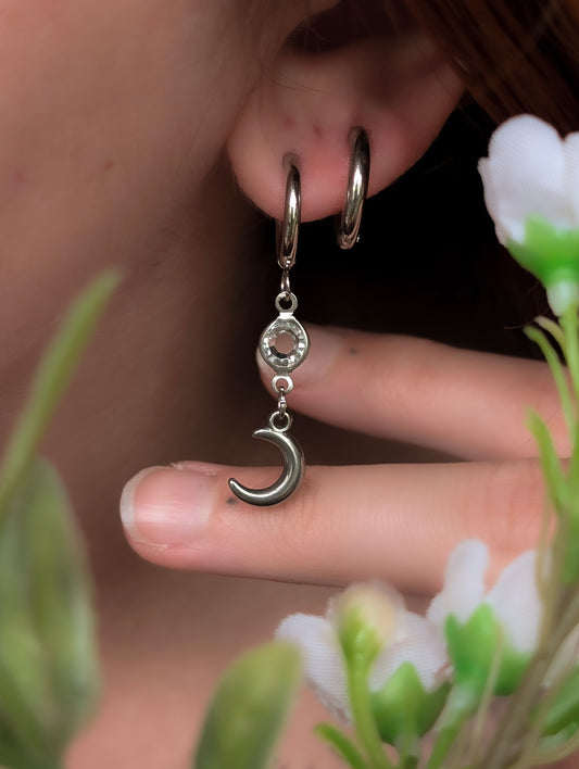 Celestial Moon | Stainless Steel Hoop Earrings